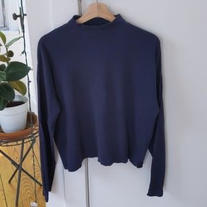 Navy Everlane mock-neck long sleeve